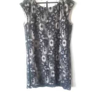 Loft Dress size 6  sleeveless black and tan dress.